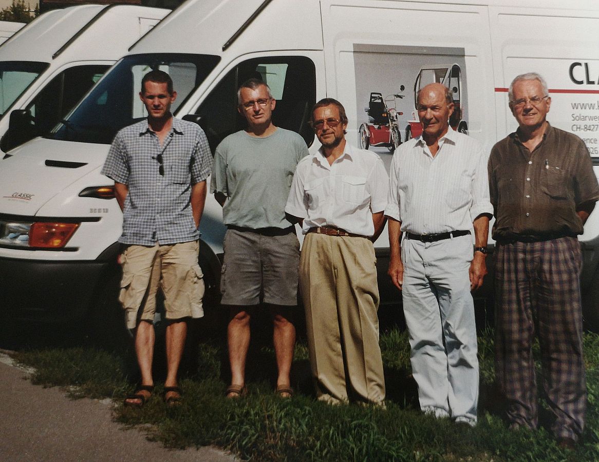 Unser Verkaufsteam Schweiz, August 2003 v.l.n.r: Lukas Jenni, B.Glauser,Alain Chevalier, Franz Josef Steiner, Peter Suter